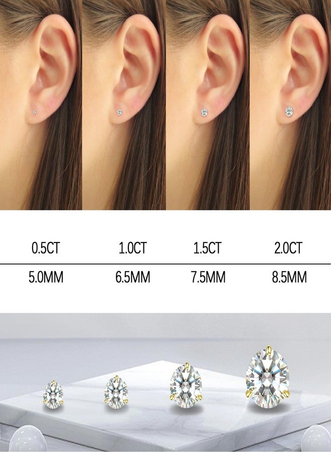 Saintda أقراط مرصعة بحجر المويسانايت للنساء، أقراط مرصعة بألماس صناعي من الفضة الإسترليني عيار 925 مطلية بالذهب، هدية مجوهرات للنساء والرجال - Image 3